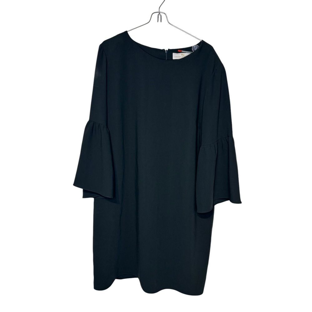 Amanda Uprichard Women Dress‎ Shift Bell Sleeve Round NeckZip Back Black Large